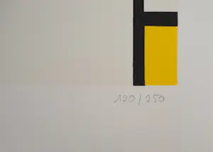 Piet Mondriaan - Compositie II in rood, blauw en geel, Gesigneerde lithografie - Certificaat kopen? Bied vanaf 129!