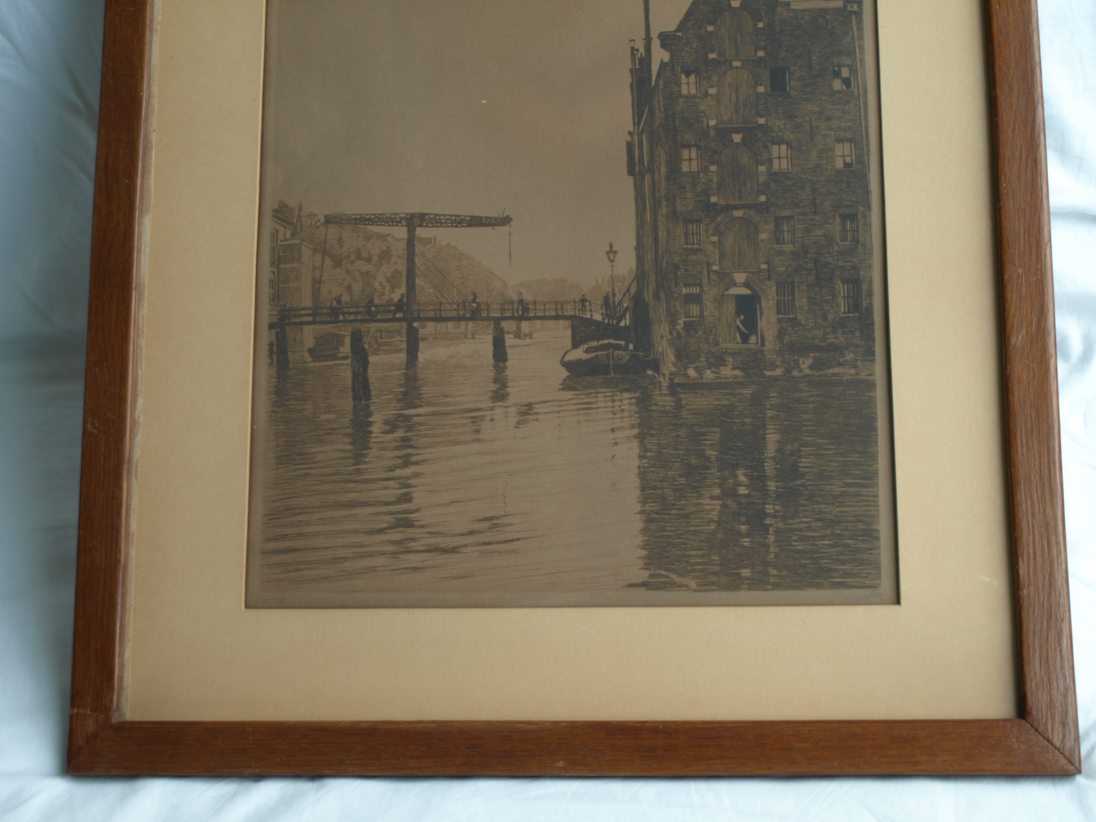 Willem Witsen - Ets – Pakhuizen op Uilenburg, Amsterdam (Uilenburg II) – 1911 - ingelijst kopen? Bied vanaf 275!