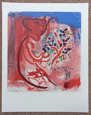 Marc Chagall - Compositie met figuur met boeket bloemen, litho kopen? Bied vanaf 150!