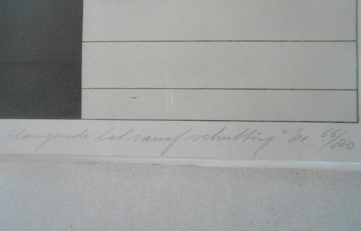 Marinus Fuit - Hangende lat vanaf schutting, litho 1981. kopen? Bied vanaf 60!