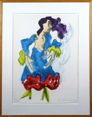 Jan Sierhuis - Litho, Flamenco, Ingelijst verkocht voor € 50!