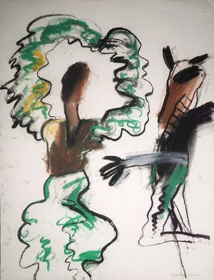 Anton Martineau - Krijttekening, Danseres danst van haar schaduw weg (Groot) kopen? Bied vanaf 70!