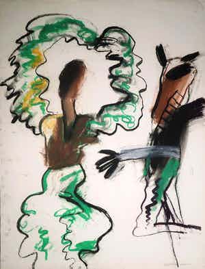 Anton Martineau - Krijttekening, Danseres danst van haar schaduw weg (Groot) verkocht voor € 70!