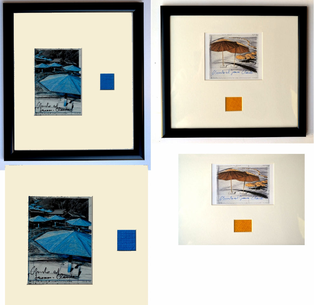 Christo - TWEE X The Umbrellas USA en Japan- Collages ingelijst en handgesigneerd kopen? Bied vanaf 140!