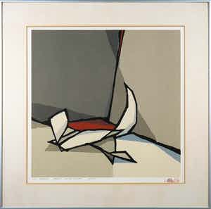 Fon Klement - Boardsnede, Hommage à Picasso Antibes- Ingelijst verkocht voor € 60!