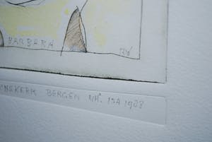 Ruud Willemse - Canto Ostinato - Ruïnekerk Bergen NH - ets/aquarel en potlood, 1988 kopen? Bied vanaf 25!
