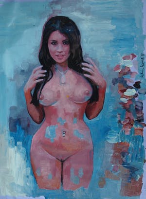 Peter Klashorst - Acrylverf op doek , “Naakt” – GROOT - 2017 – 122 x 94 cm kopen? Bied vanaf 350!