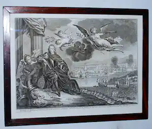 Simon Fokke - De slag bij Chatham 1667 - ets naar het schilderij van Jan de Baen verkocht voor € 45!