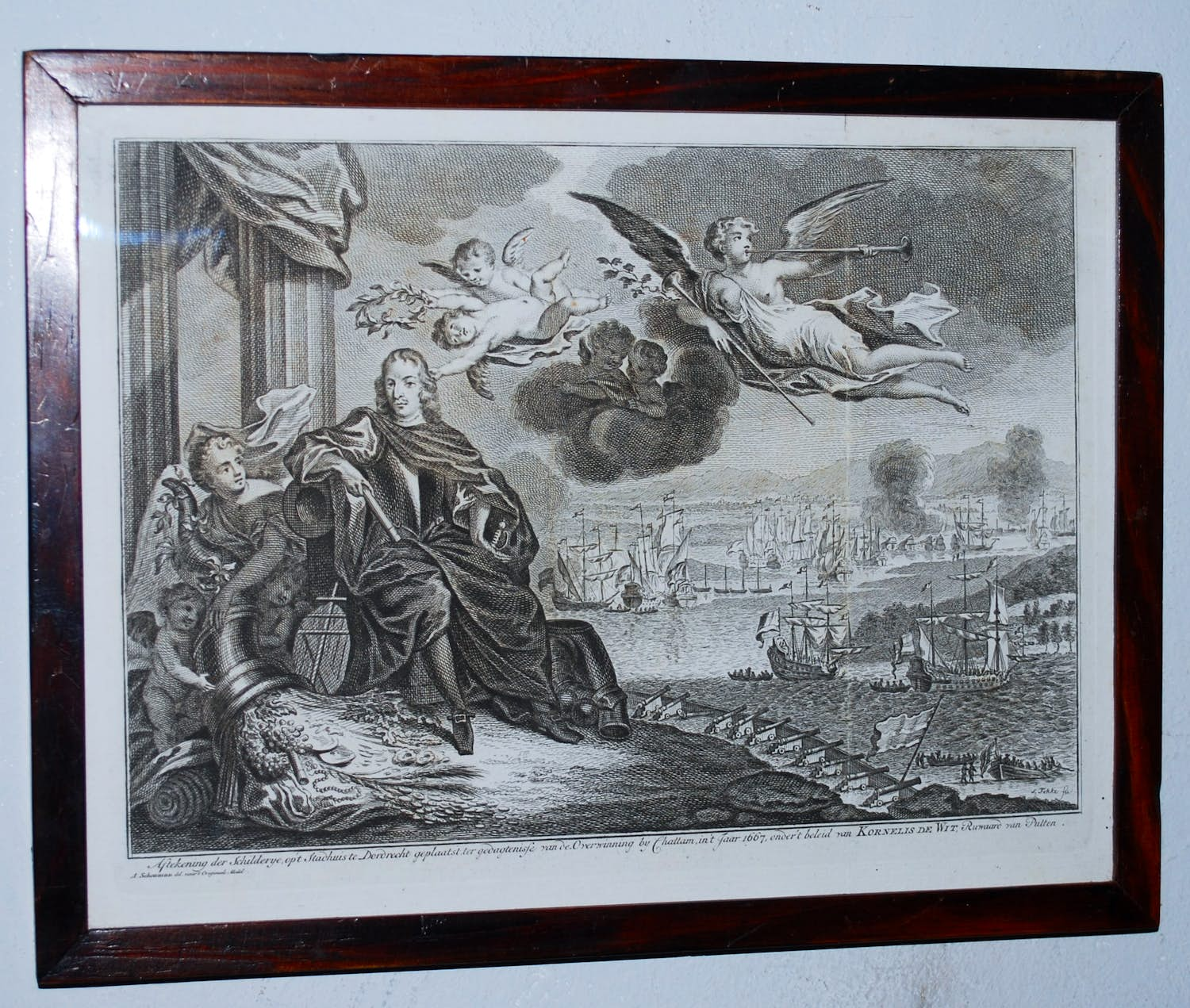 Buy Simon Fokke - De slag bij Chatham 1667 - ets naar het schilderij van Jan de Baen? Bid from 45!