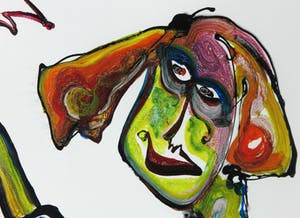 Jan te Wierik - Olie- en acrylverf op papier, De meermin - Ingelijst kopen? Bied vanaf 600!