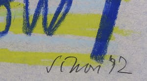 Simon Vinkenoog - Krijttekening, Oponthoud - Ingelijst kopen? Bied vanaf 1!