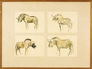 Rudolf Ernst Penning - Aquarel, Uit de dierentuin - Ingelijst verkocht voor € 35!