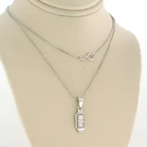 14k witgouden collier met hanger met oud Amsterdams geslepen diamant 0.18ct-50cm kopen? Bied vanaf 275!