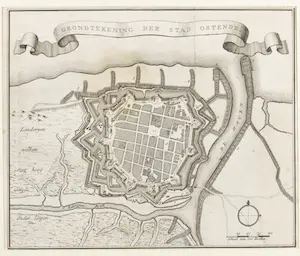 Isaac Tirion - Lot van twee kopergravures, Grondtekening der stand Ostende / (...) Gend kopen? Bied vanaf 1!