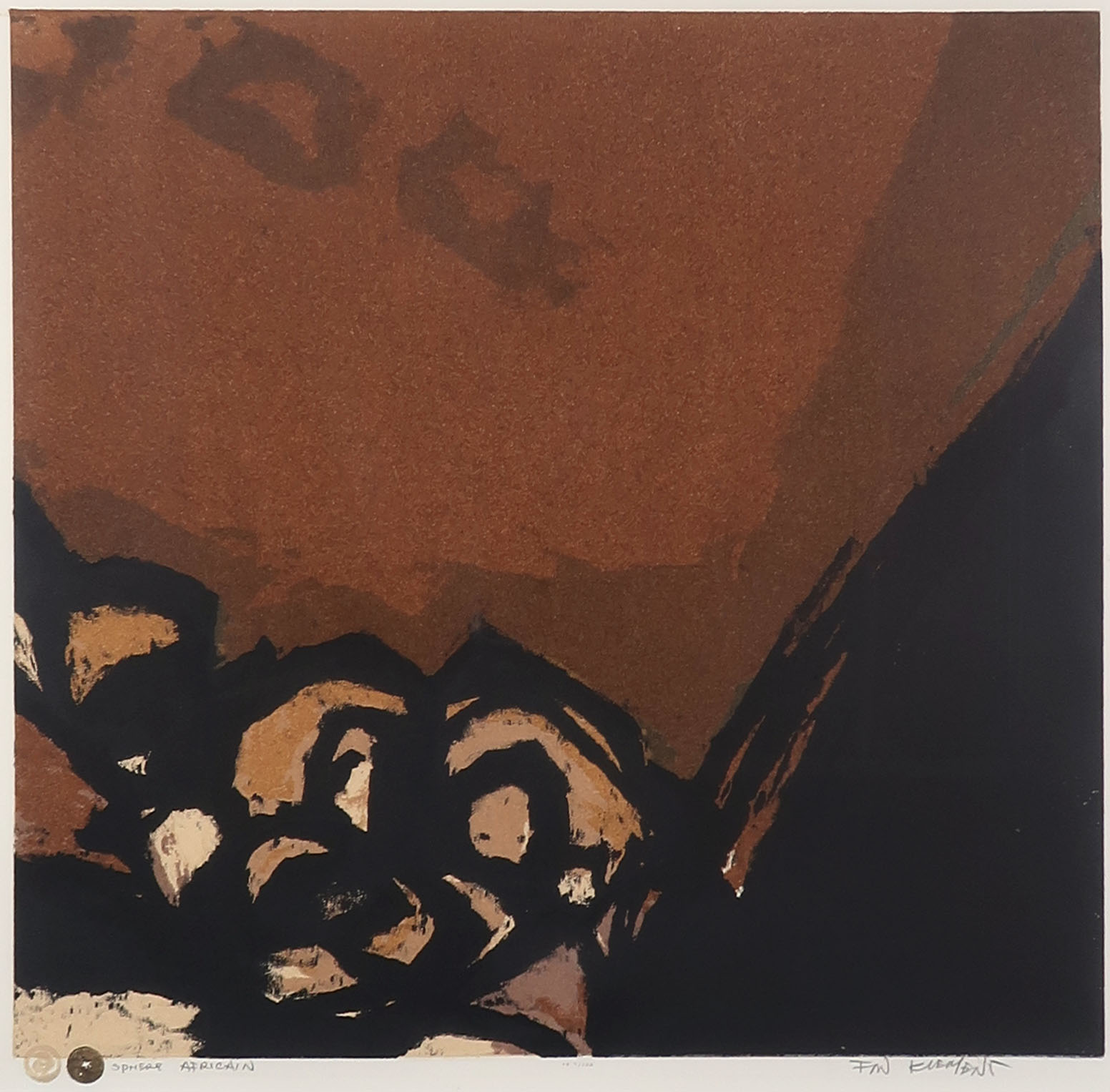 Fon Klement - Boardsnede, Sphere Africain - Ingelijst kopen? Bied vanaf 70!