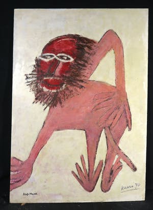 Pieter Haan - Acryl op karton, Aapmens (Groot) kopen? Bied vanaf 1!