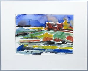 Piet Snoeren - Aquarel, Landschap met huisje kopen? Bied vanaf 1!