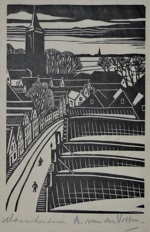 Andre van der Vossen - Complete vrij zeldzame serie van 10 houtsnedes met vissersplaatsen in Nederland kopen? Bied vanaf 275!