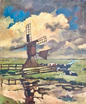 Dirk Vis - Hollandse molen (Bergense School) kopen? Bied vanaf 325!
