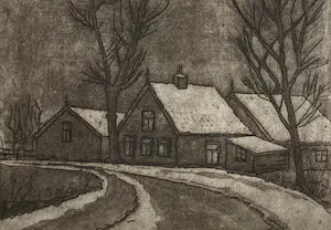 Frans Verpoorten - Ets - ingelijst - winterlandschap - gesigneerd - 4/25 kopen? Bied vanaf 40!