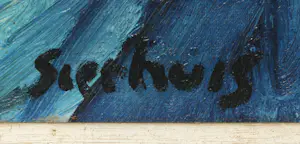 Jan Sierhuis - Ingelijste olieverf op doek: Haventje op Corsica kopen? Bied vanaf 799!