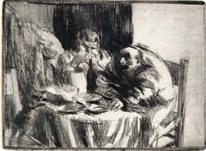 Peter Vos - Twee figuren aan de maaltijd verkocht voor € 60!