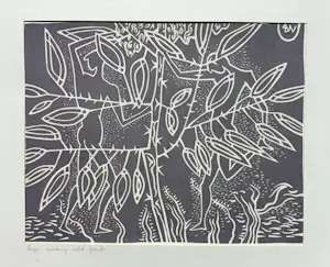 Walter Whall Battiss - Boys picking wild fruits, linosnede kaufen? Bieten Sie von 75!