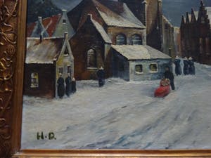 Niet of onleesbaar gesigneerd - Winter dorpsgezicht kopen? Bied vanaf 1!