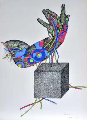 Paul Van Hoeydonck - zeefdruk, gesigneerd, 70x50 cm, 1975 verkauft für € 135!