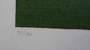 Mark Brusse - litho: twee schuttingen - 1973 kopen? Bied vanaf 45!