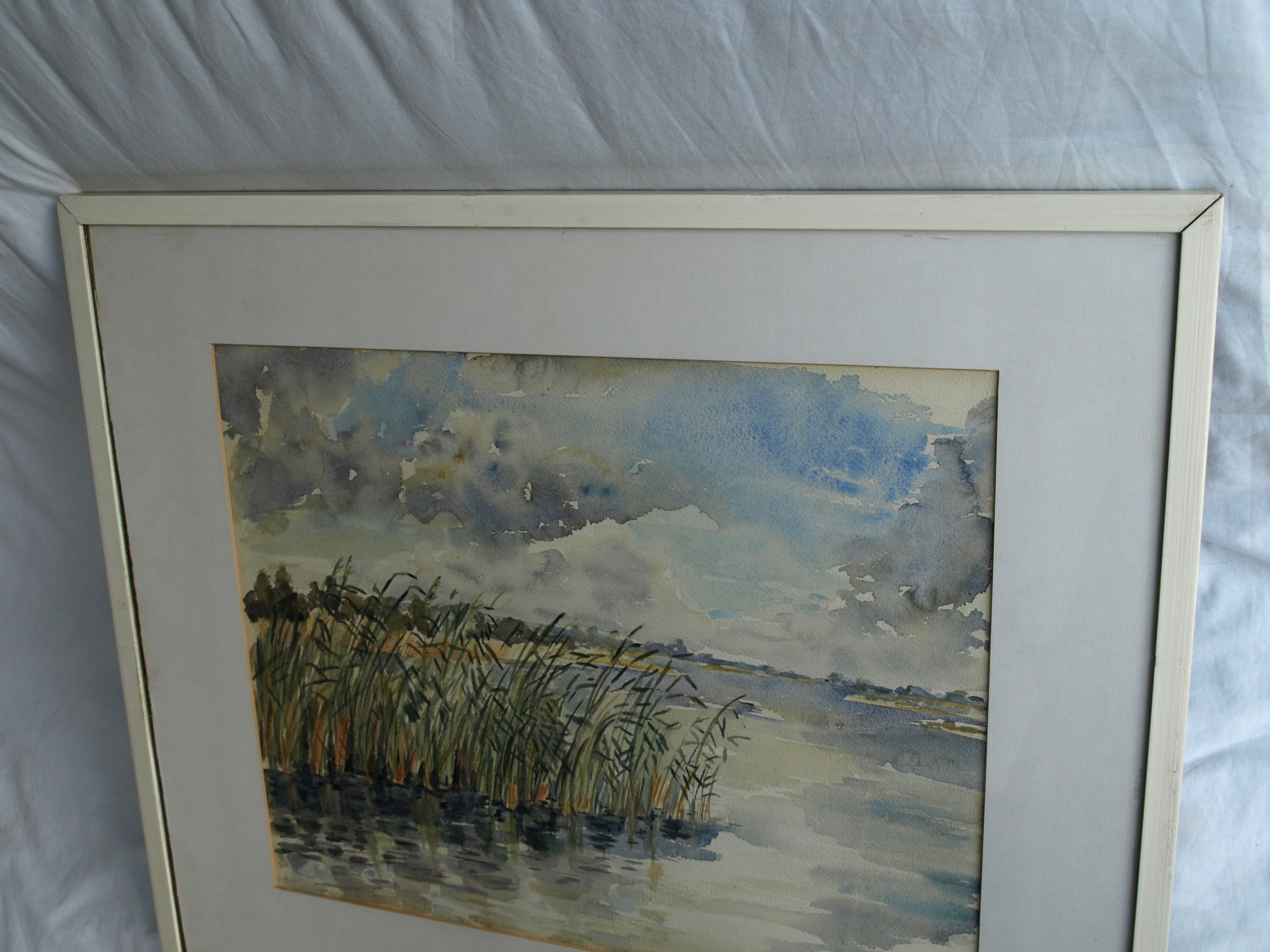 Niet of onleesbaar gesigneerd - Aquarel , Rietkraag – Watergezicht - gesigneerd & ingelijst – 1964  kopen? Bied vanaf 1!