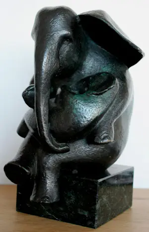 Miep Maarse - Bronzen sculptuur: Parasol (Moeder olifant met kind) - 2001 kopen? Bied vanaf 1250!