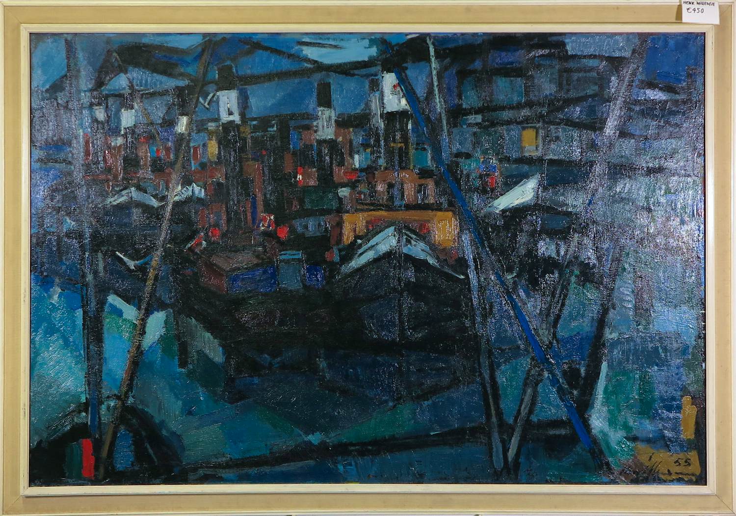 Henk Willemse - Olieverf op doek, Sleepboten verkocht voor € 350!