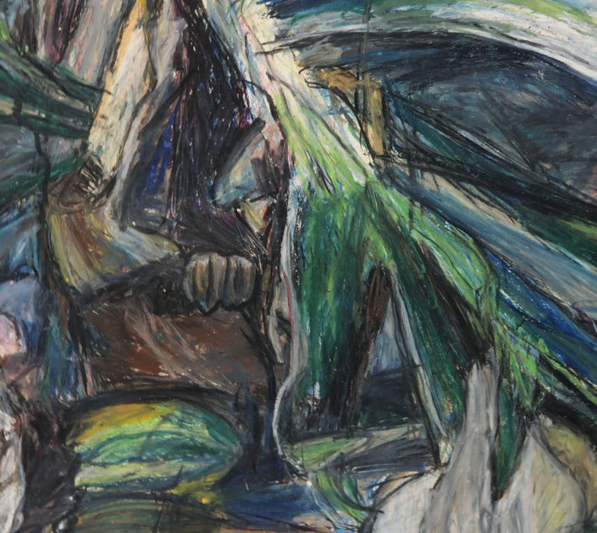 Marja de Raadt - Marja de Raadt: Gemengde techniek, Hertshoornvaren - Ingelijst (Zeer groot) kopen? Bied vanaf 50!