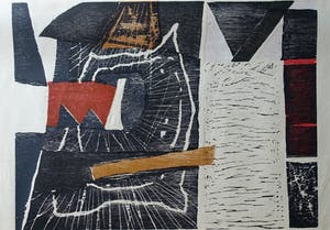 Guillaume Le Roy - # COMPOSITIE # groot formaat houtsnede, 1983, mint- kopen? Bied vanaf 225!