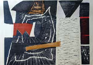 Guillaume Le Roy - # COMPOSITIE # groot formaat houtsnede, 1983, mint- verkocht voor € 225!