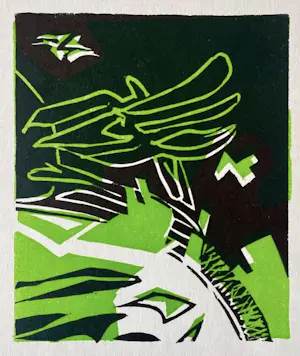 Hannah Höch - "Die Nacht kommt" / "Der Tag beginnt". 2 farbige Original-Linolschnitte kopen? Bied vanaf 100!