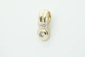 22- Bicolor gouden 14 karaats solitair hanger - met 0.15 ct briljant kopen? Bied vanaf 150!