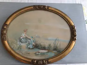 Niet of onleesbaar gesigneerd - Heel mooi romantische werkje in lijst , gesigneerd kaufen? Bieten Sie von 1!