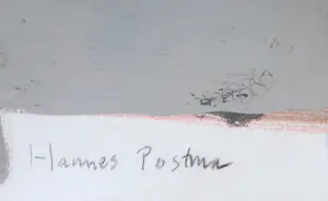 Hannes Postma - Olieverf op papier, Tekenaar in abstracte ruimte - Ingelijst (Groot) kopen? Bied vanaf 1!