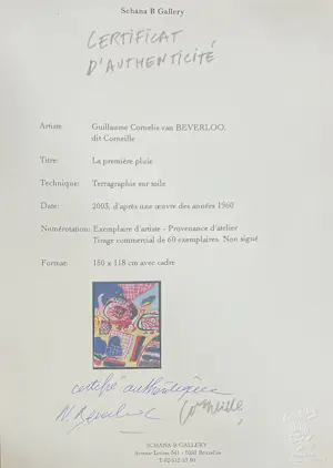 Corneille - Terragrafie op canvas De eerste regen - Editie van 60 exemplaren. kopen? Bied vanaf 990!