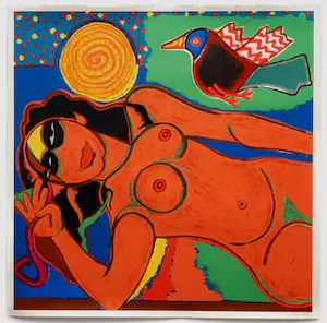 Corneille - Grote kleurrijke litho: Nu et oiseau - 1991 kopen? Bied vanaf 850!