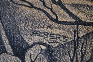 Henk Albers - De hooischelf - grote ingelijste potloodtekening kopen? Bied vanaf 35!