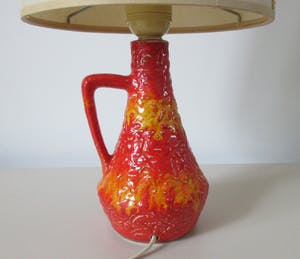 Bodo Mans - Fat Lava Oranje Rode lampvoet model 566-17 incluis originele kap - Bay Keramik kopen? Bied vanaf 30!
