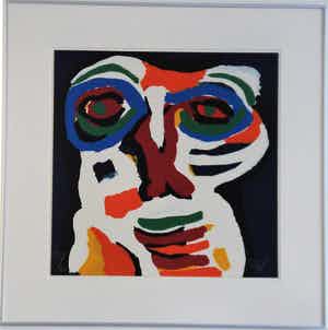 Karel Appel - Cobrafiguratie, subliem gelijst verkocht voor € 1250!