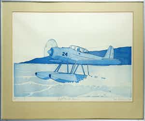 Rob Blok - Ets en aquatint, Flight to Loch Shin - Ingelijst verkocht voor € 40!
