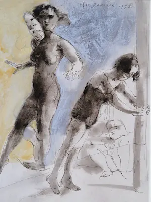 Theo Daamen - Mooie grote Aquarel op papier - 1992 - gesigneerd - in nieuwstaat kopen? Bied vanaf 89!