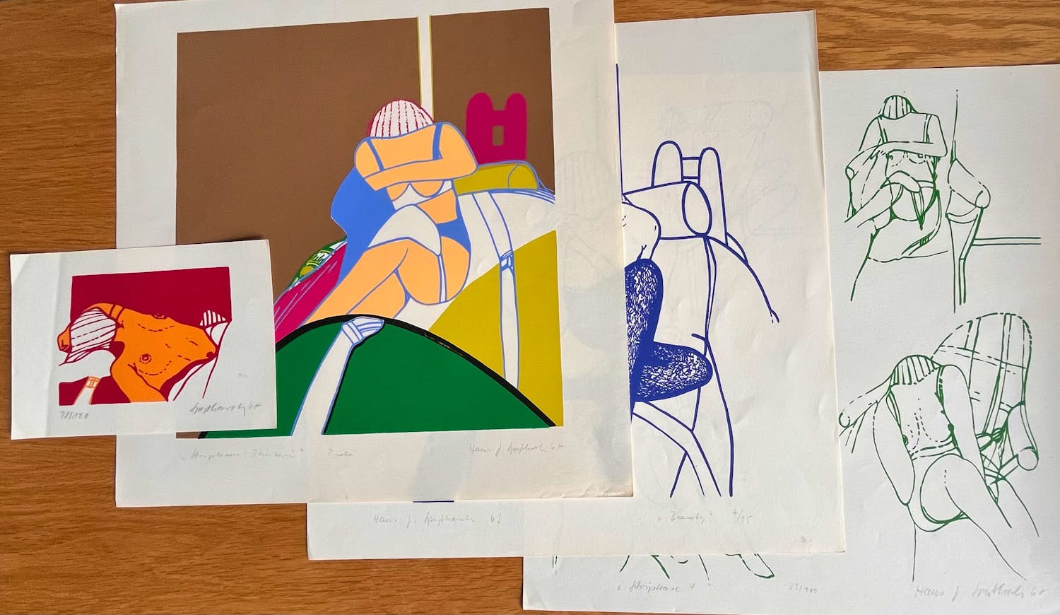 Hans-Joachim Spesshardt - Lot van 4 gesigneerde zeefdrukken- 1967 kopen? Bied vanaf 65!