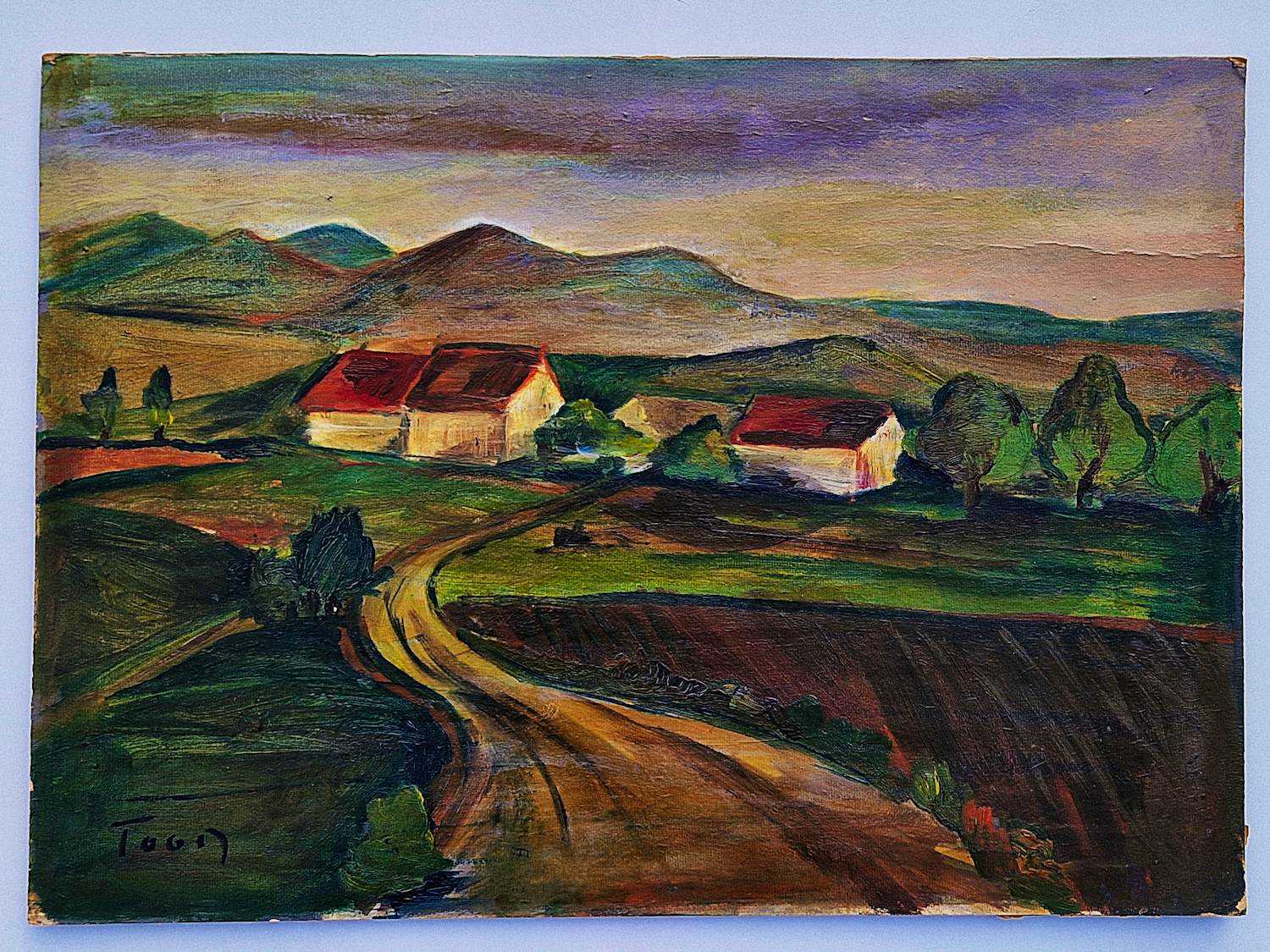 Toon Hermans - Bijzonder! in 1968 geschilderd olieverf "Limburgs landschap" - gesigneerd kaufen? Bieten Sie von 340!