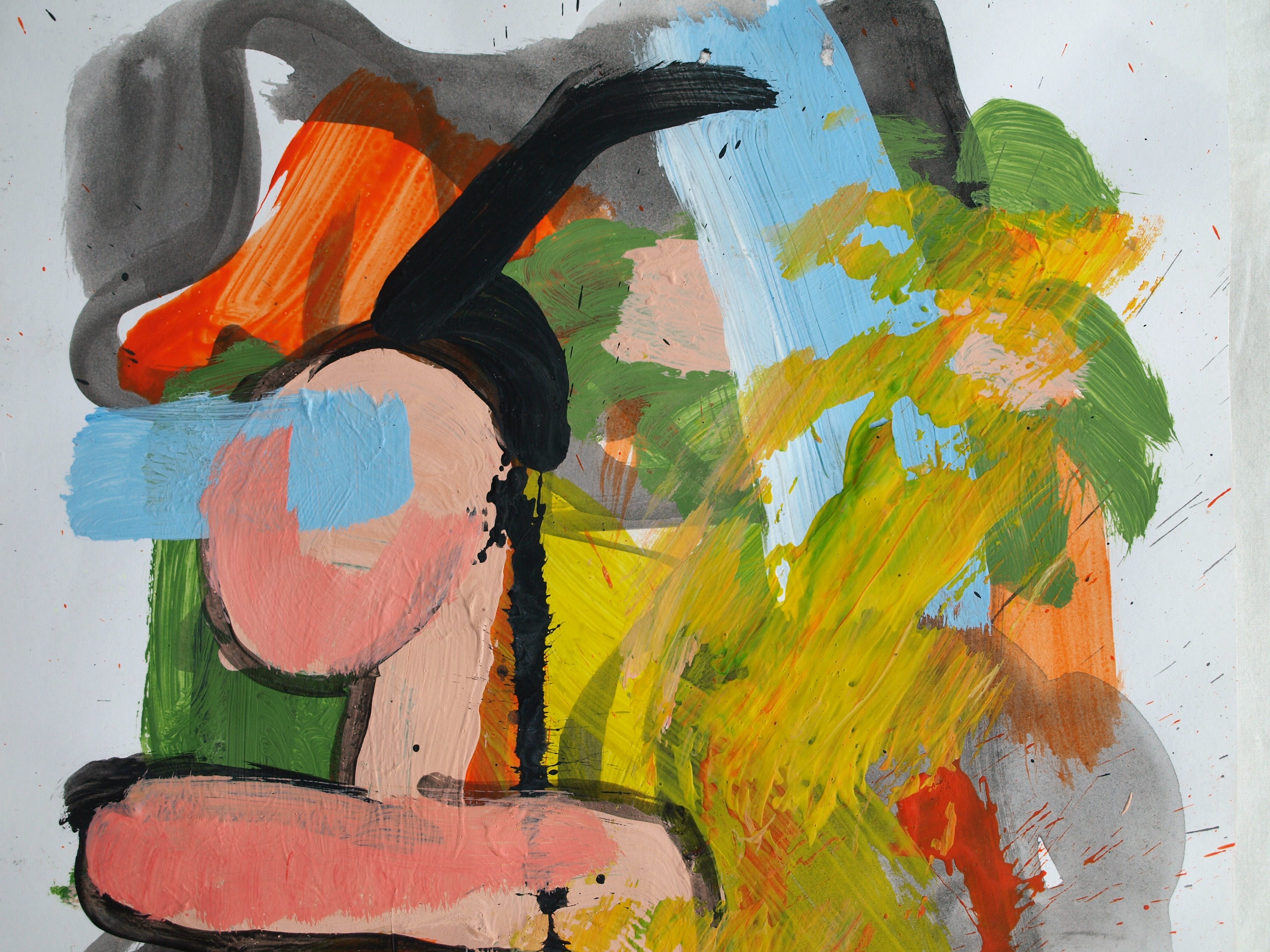 Peter Klashorst - Acrylverf op papier – Naakt in een abstract landschap 1 - 2016 kopen? Bied vanaf 30!